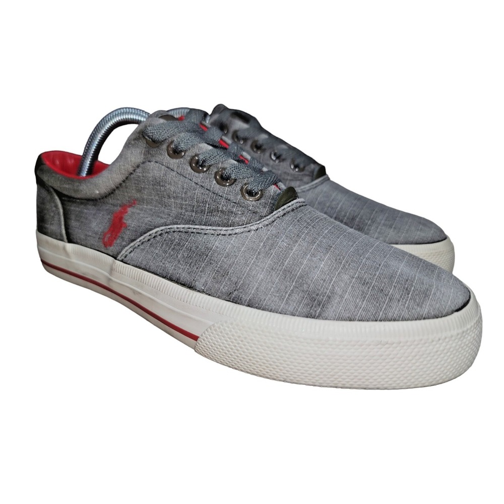 Polo Ralph Lauren Vaughn Men's Gray Casual‎ Lace Up Sneakers Shoes Sz 8.5 D
